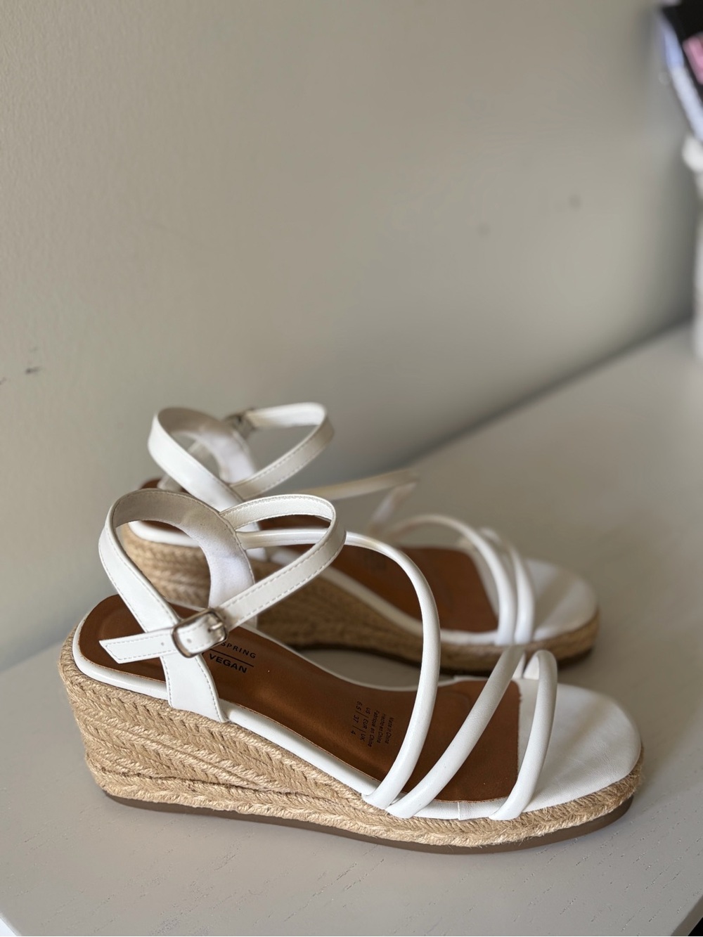 Call It Spring White Espadrille Strap Wedge Sandals